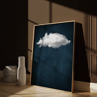 Cloud Abstract Art Print, Minimalist Night Sky