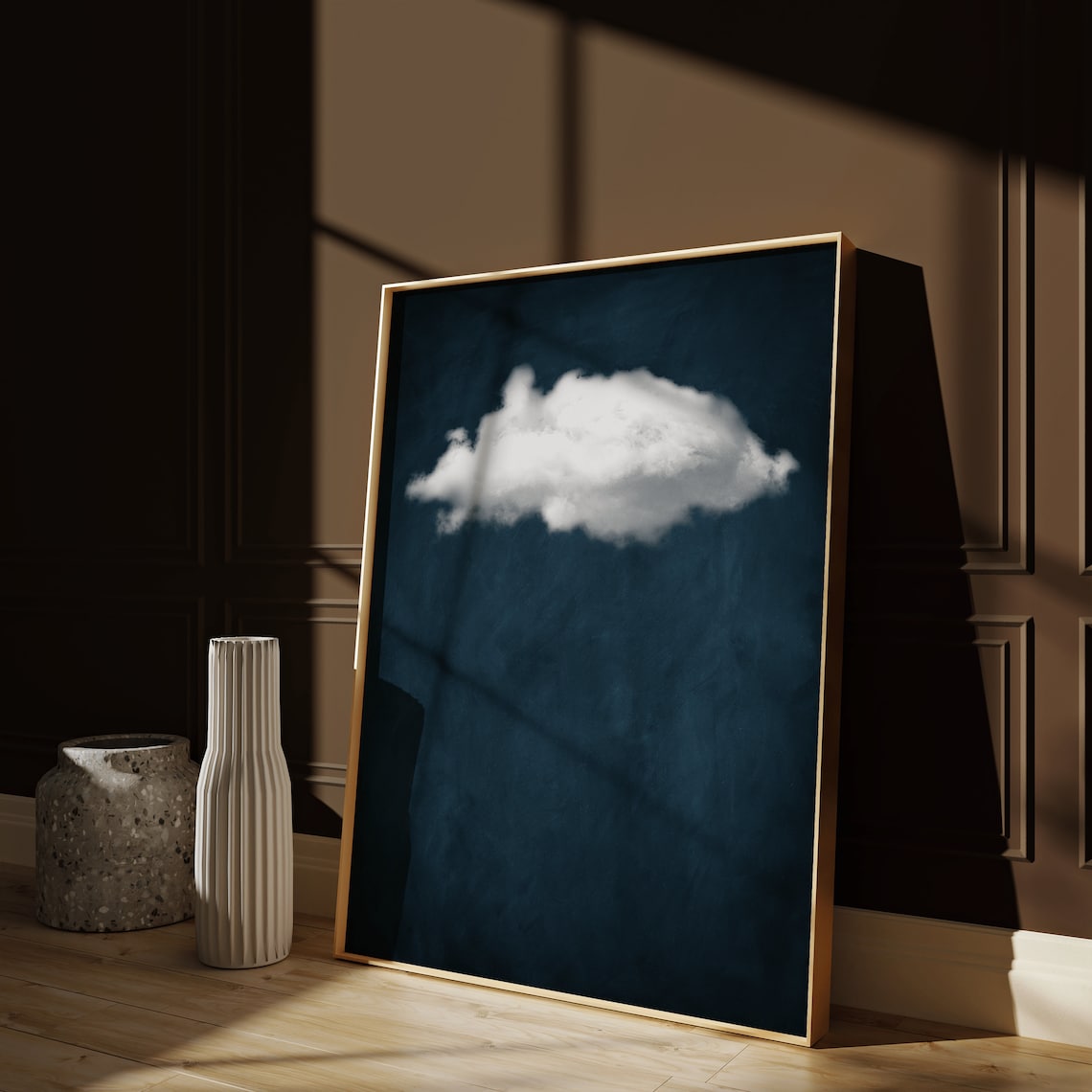 Cloud Abstract Art Print, Minimalist Night Sky