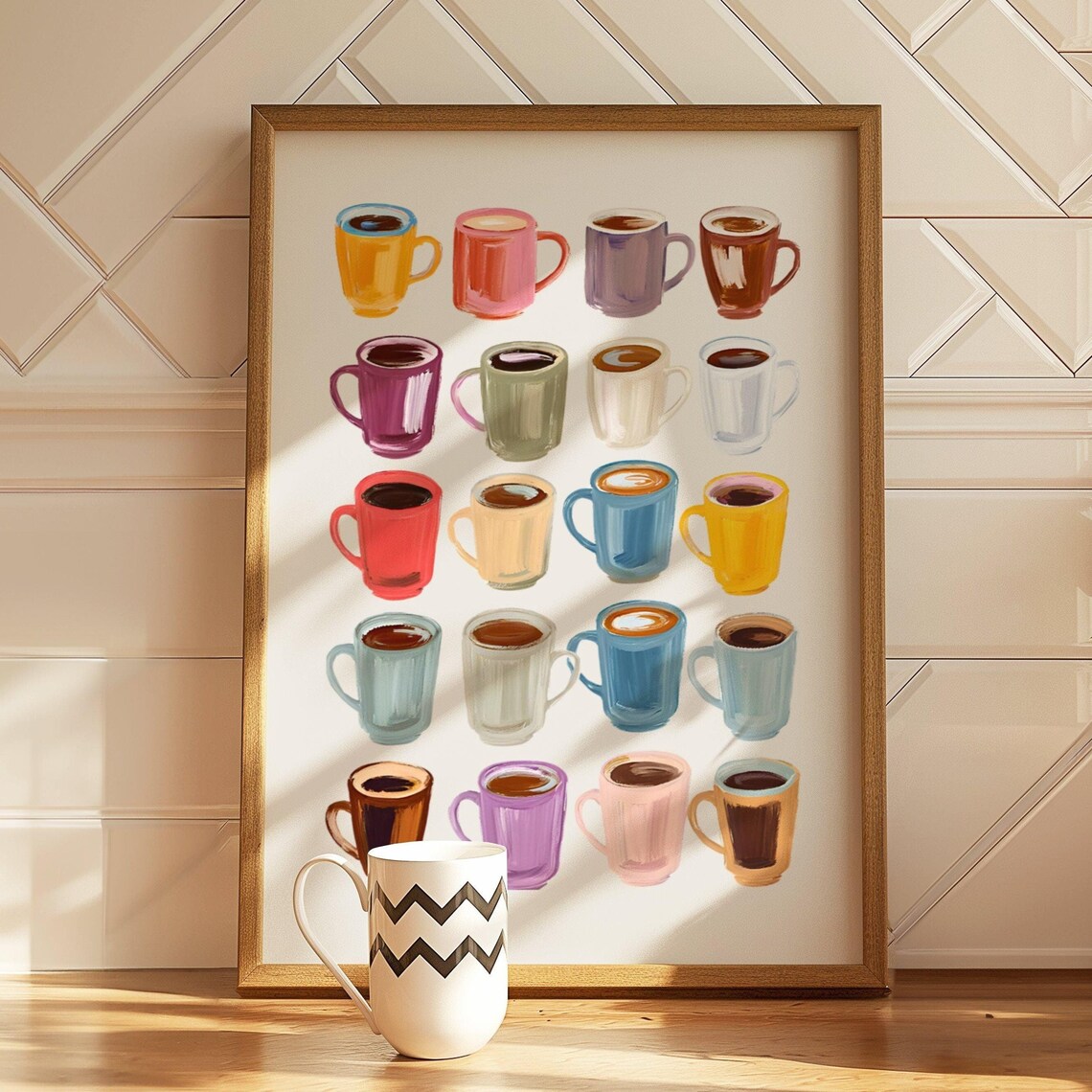 Kitchen Coffee Cart Art Print, Preppy Decor
