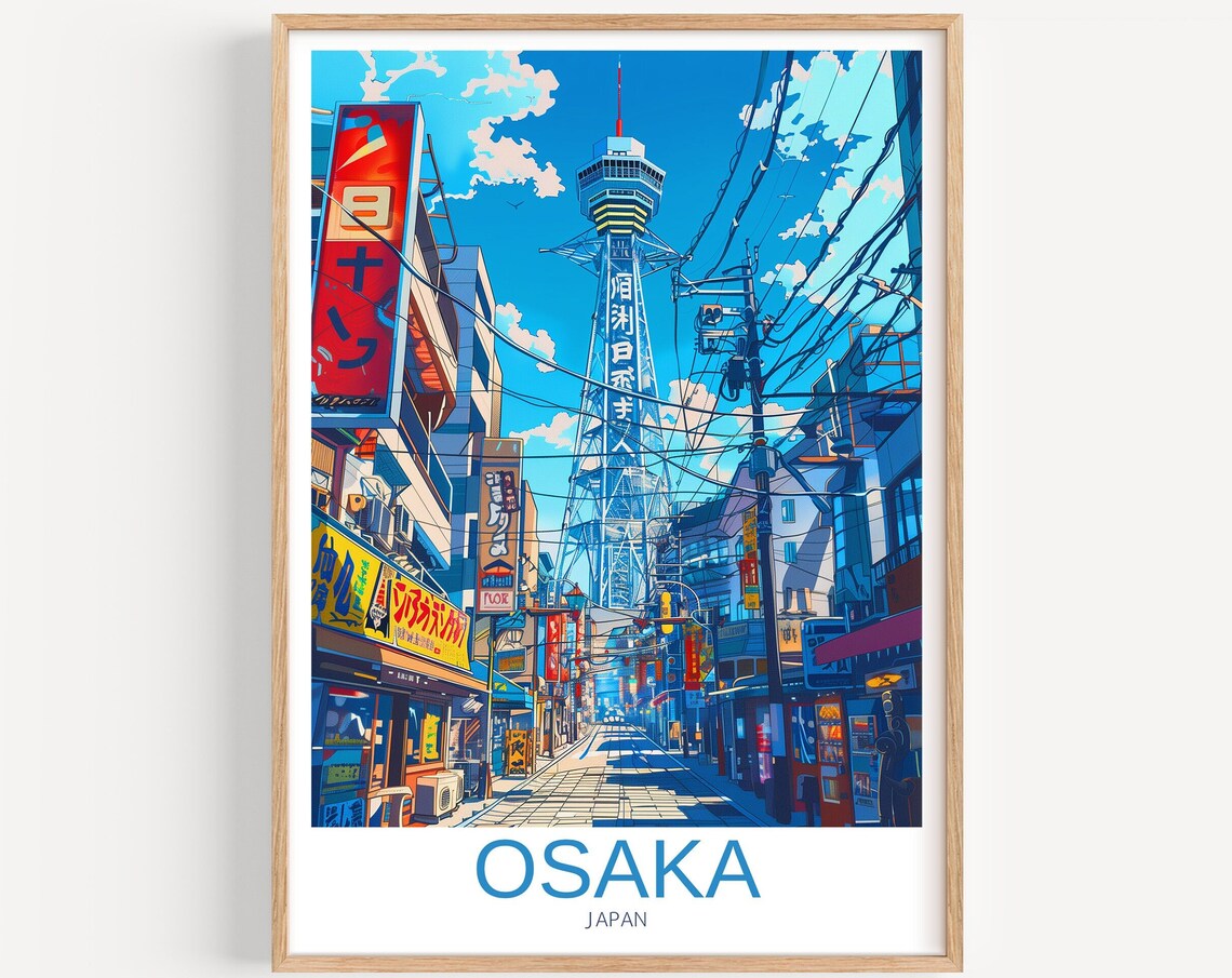 Osaka Travel Poster, Japan Wall Art Art Print