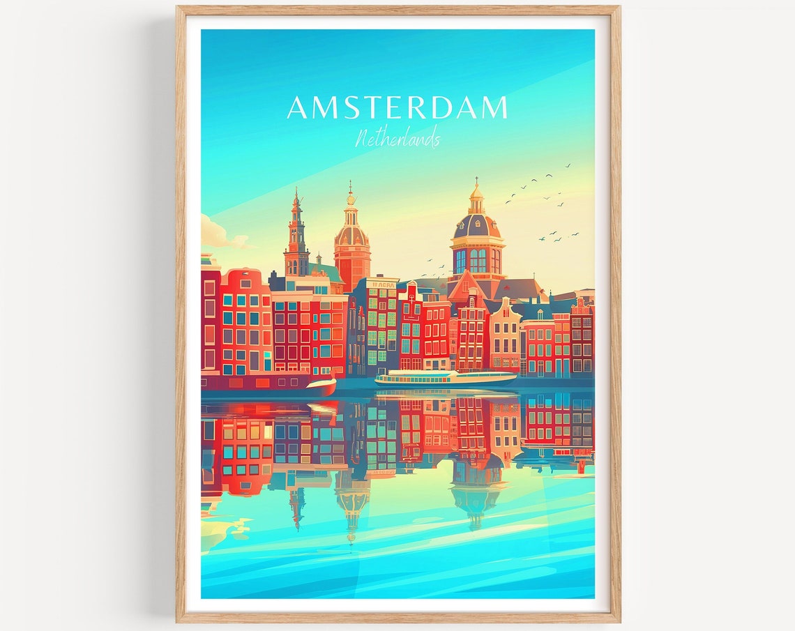 Amsterdam Netherlands Canal Houses Reflected in Water Poster