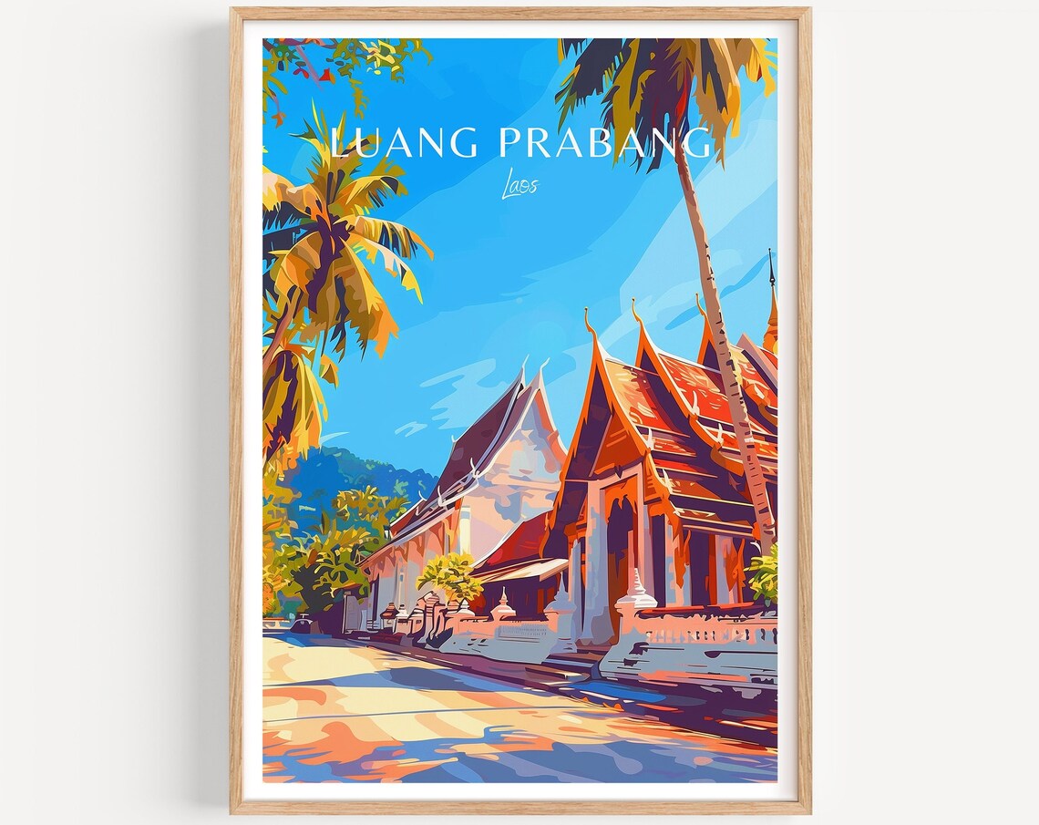 Luang Prabang Travel Poster, Laos Art Print