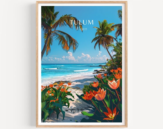 Tulum Travel Poster Mexico Wall Art The Perfect Gift And A Lasting Travel Memory Art Print