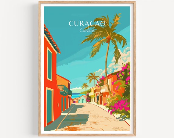 Curacao Travel Poster Caribbean Wall Art The Perfect Gift And A Lasting Travel Memory Art Print