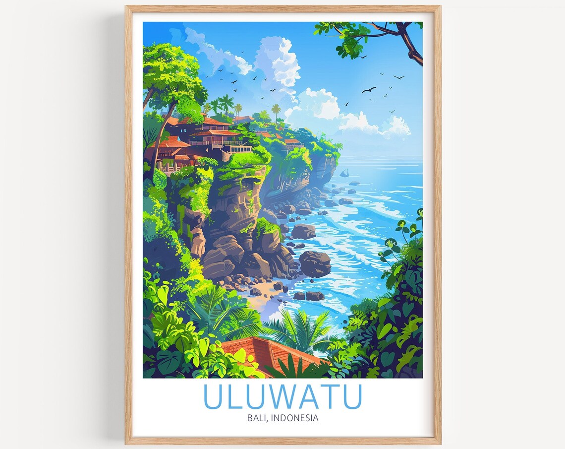 Uluwatu Bali Indonesia Cliff Temple Ocean View Travel Art Poster