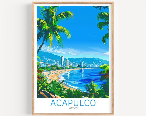 Acapulco Travel Poster Mexico Wall Art The Perfect Gift And A Lasting Travel Memory Art Print