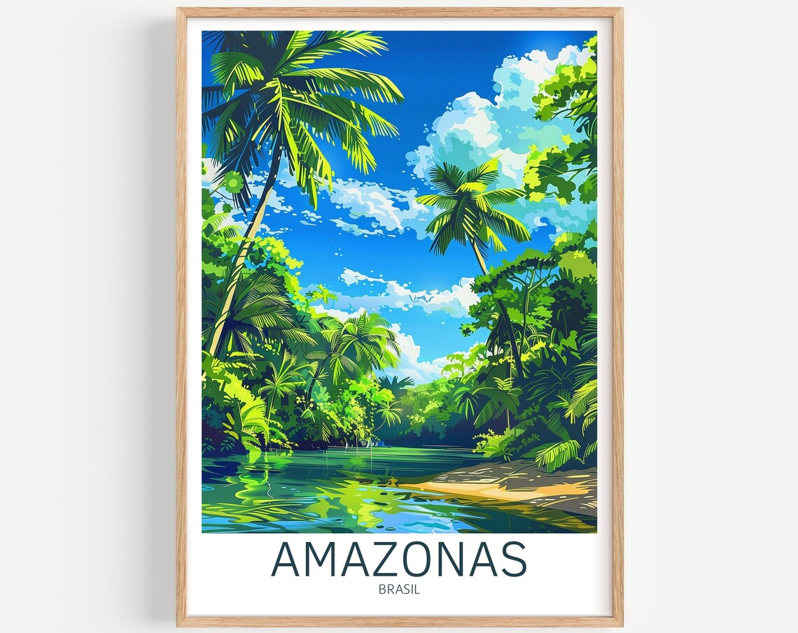 Amazon Travel Poster, Brazil Landscape Art Print