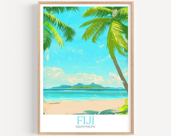 Fiji Islands Travel Poster Caribbean Wall Art The Perfect Gift And A Lasting Travel Memory Art Print