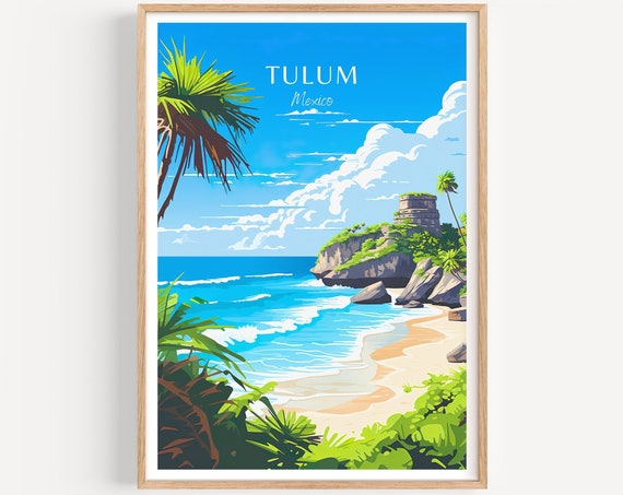 Tulum Travel Poster Mexico Wall Art The Perfect Gift And A Lasting Travel Memory Art Print