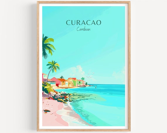 Curacao Travel Poster Caribbean Wall Art The Perfect Gift And A Lasting Travel Memory Art Print
