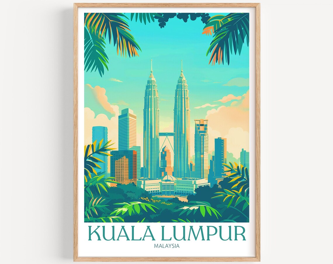 Kuala Lumpur Malaysia Petronas Twin Towers Skyline View Poster
