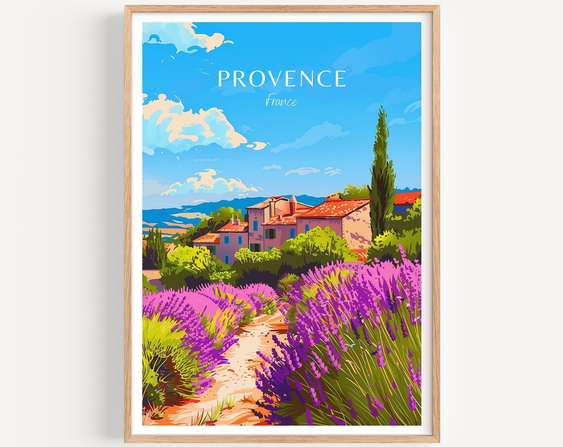 Provence France Lavender Fields Stone Village Travel Art Poster