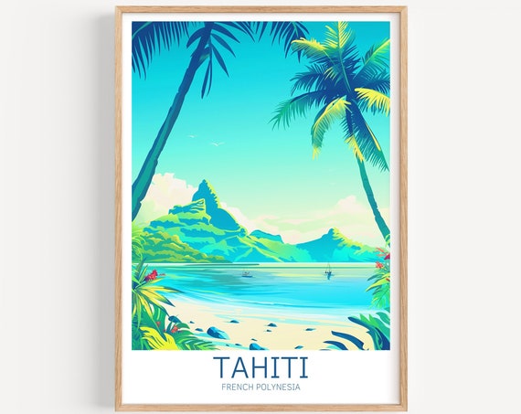 Tahiti Travel Poster Caribbean Wall Art The Perfect Gift And A Lasting Travel Memory Art Print