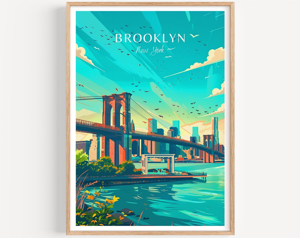 Brooklyn Travel Poster, New York Wall Art Print