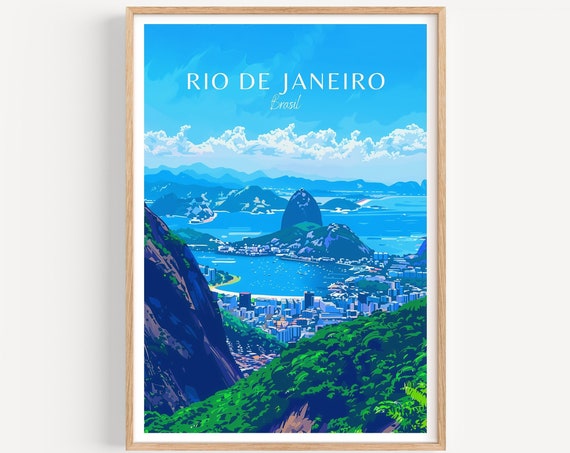 Rio De Janeiro Travel Poster Brazil Wall Art The Perfect Gift And A Lasting Travel Memory Art Print Print