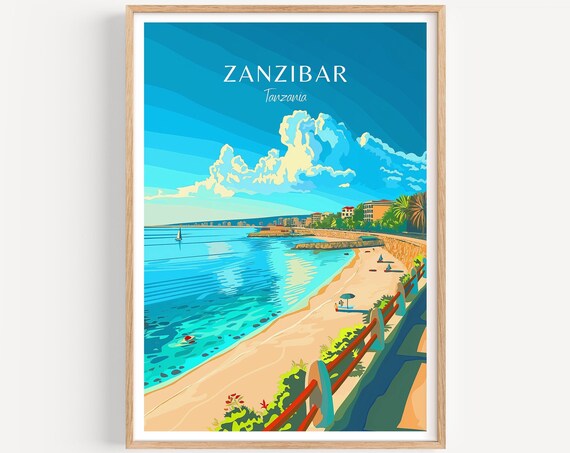 Zanzibar Travel Poster Tanzania Wall Art The Perfect Gift And A Lasting Travel Memory Art Print Africa Print