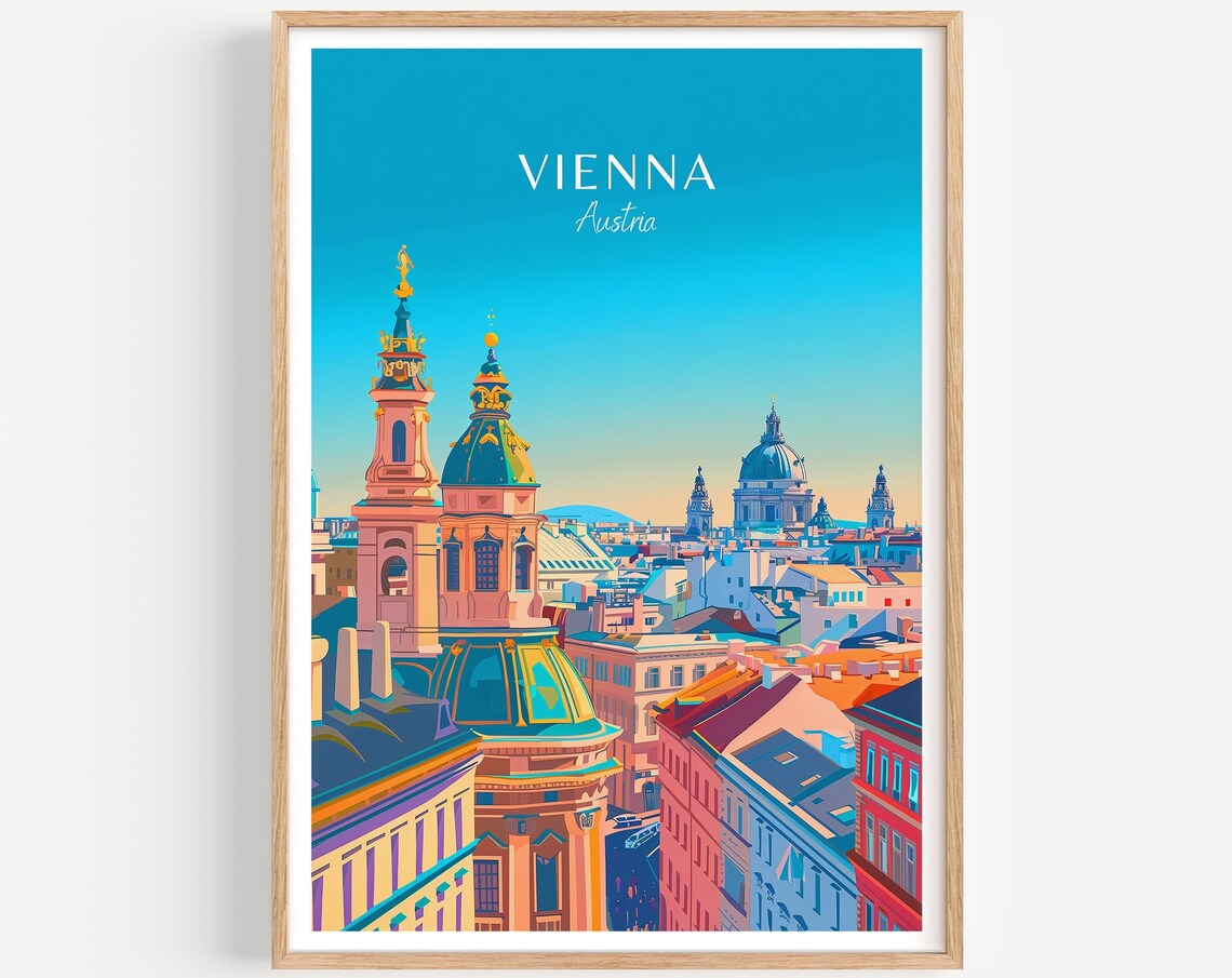 Vienna Austria Baroque Rooftops City Skyline Travel Art Poster