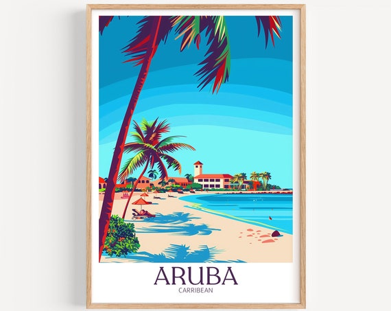 Aruba Travel Poster Caribbean Wall Art The Perfect Gift And A Lasting Travel Memory Art Print