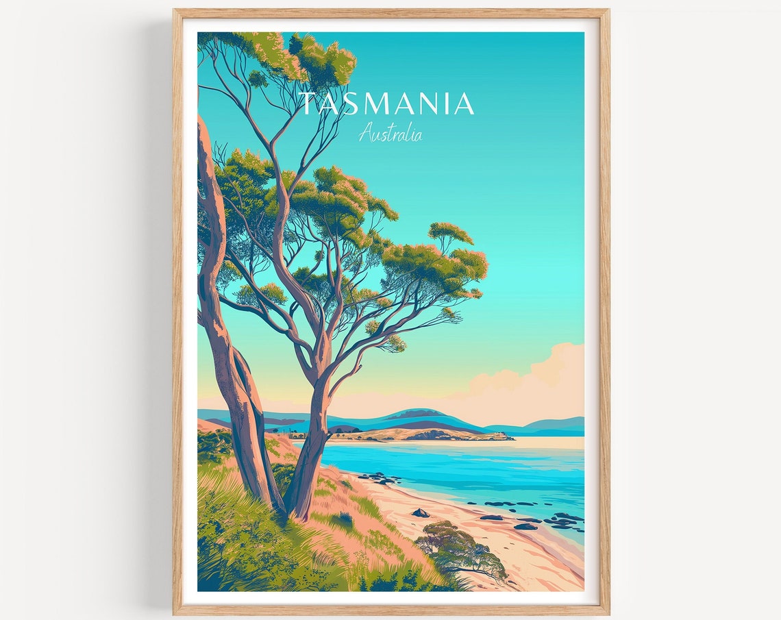 Tasmania Australia Eucalyptus Beach Cove Coastal Nature Poster