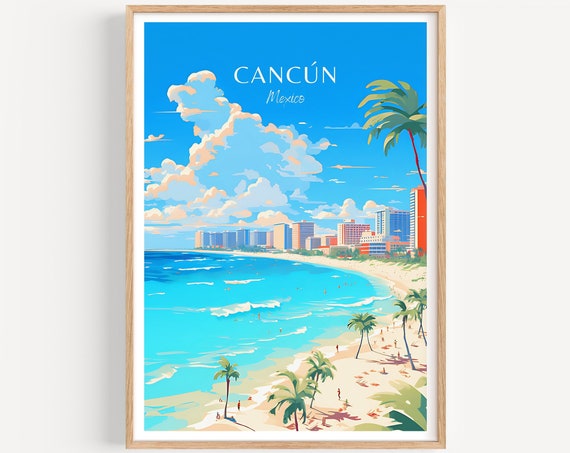Cancun Travel Poster Mexico Wall Art For Home Decor The Perfect Gift And A Lasting Travel Memory Art Print Print