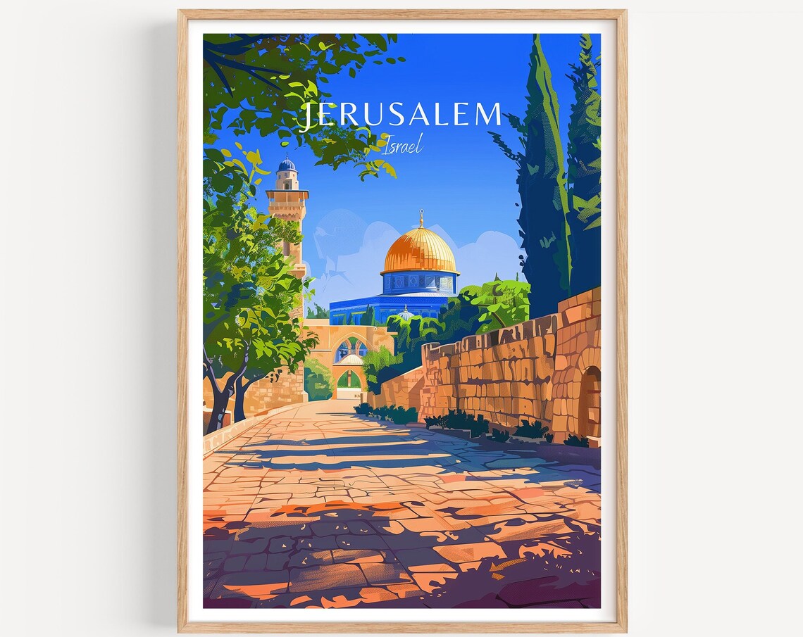 Jerusalem Israel Dome Of The Rock Old City Lane Travel Art Poster