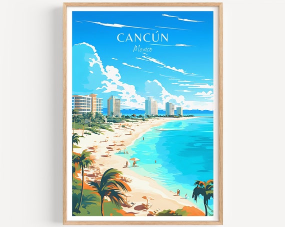Cancun Travel Poster Mexico Wall Art For Home Decor The Perfect Gift And A Lasting Travel Memory Art Print Print