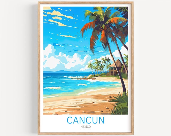 Cancun Travel Poster Mexico Wall Art For Home Decor The Perfect Gift And A Lasting Travel Memory Art Print Print