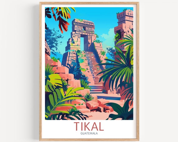 Tikal Travel Poster Guatemala Wall Art The Perfect Gift And A Lasting Travel Memory Art Print