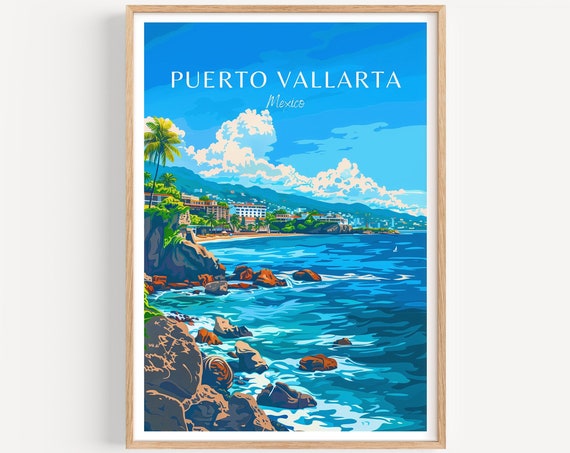 Puerto Vallarta Travel Poster Mexico Wall Art The Perfect Gift And A Lasting Travel Memory Art Print