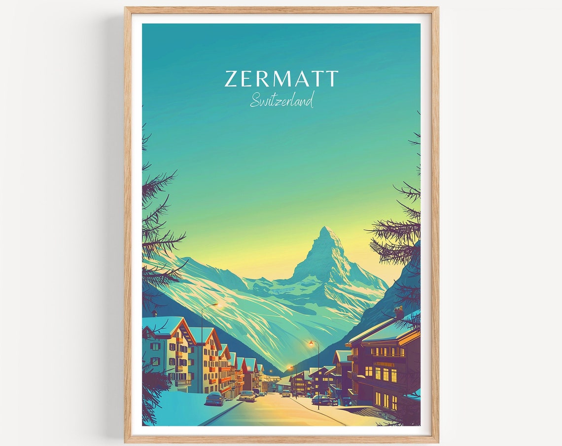 Zermatt Travel Poster Switzerland Poster Zermatt Vintage Poster Travel Poster Zermatt Retro Poster Zermatt Travel Gift Matterhorn