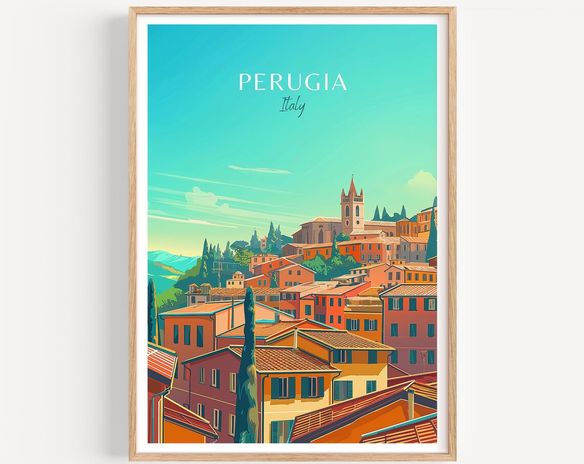 Medieval Perugia Italy Hilltop Town with Terracotta Roofs Poster