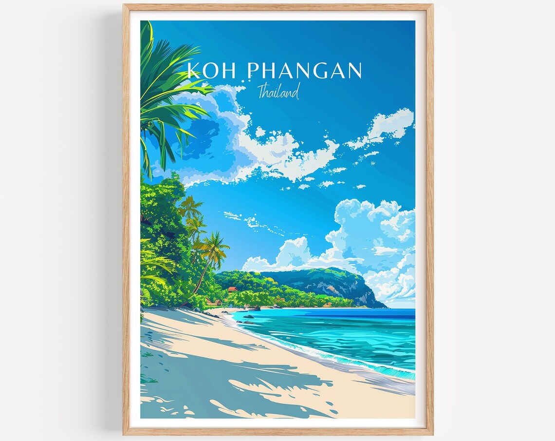 Serene Koh Phangan Thailand White Sand Beach and Palms Poster