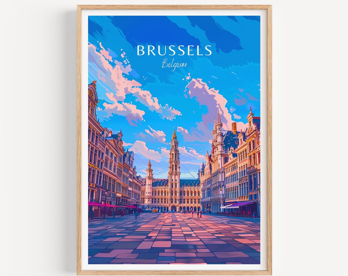 Brussels Travel Poster, Belgium Art Print