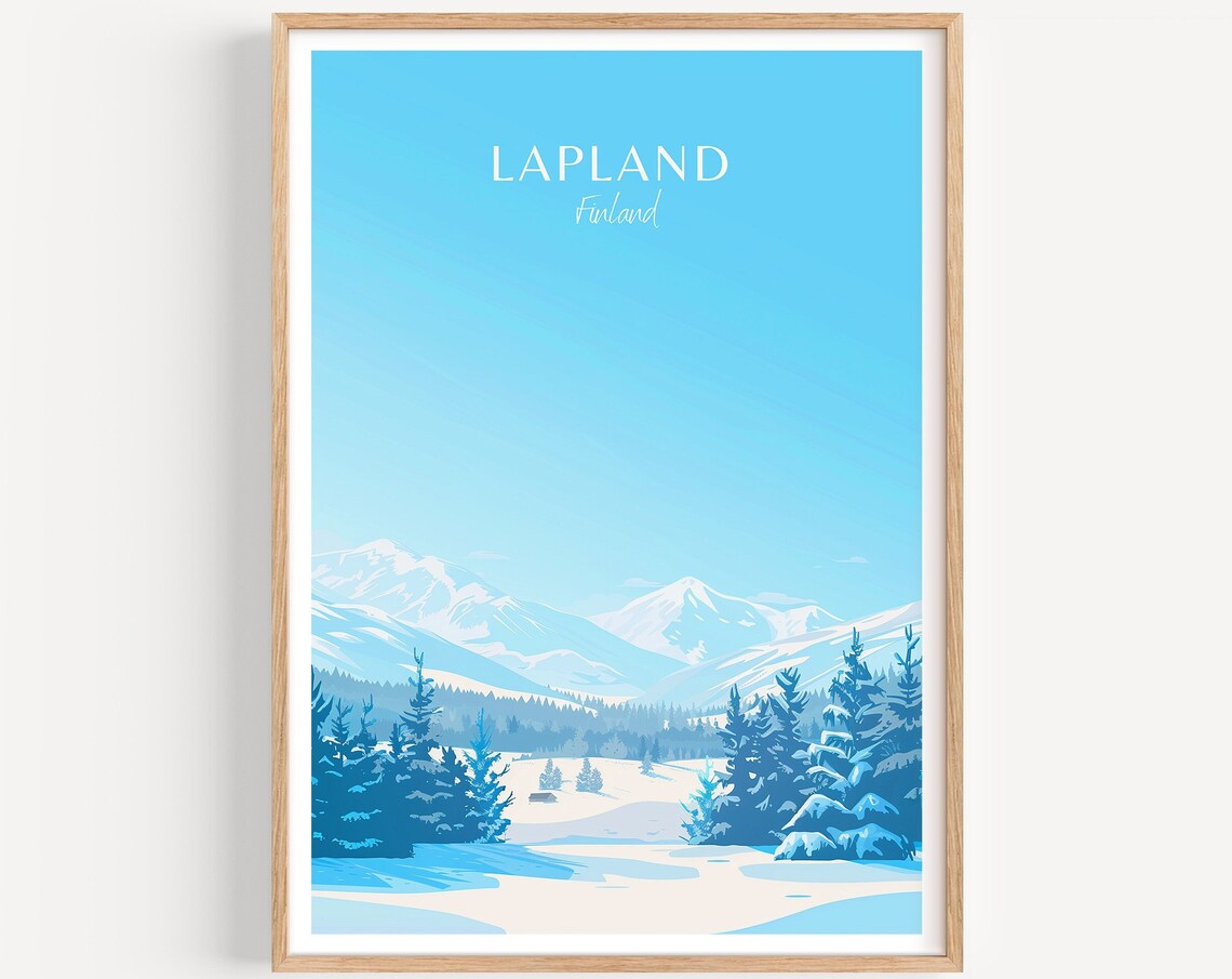 Lapland Finland Arctic Winter Snowy Mountains and Pine Forest Poster