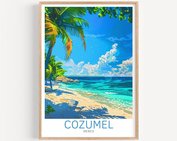 Cozumel Travel Poster Mexico Wall Art The Perfect Gift And A Lasting Travel Memory Art Print