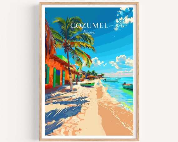 Cozumel Travel Poster Mexico Wall Art The Perfect Gift And A Lasting Travel Memory Art Print