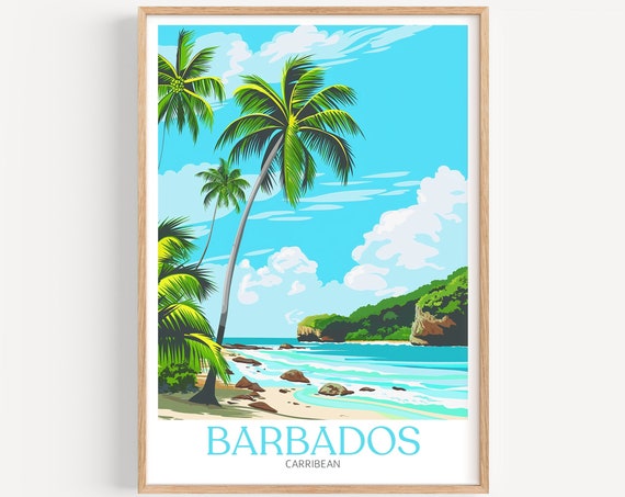 Barbados Travel Poster Caribbean Wall Art The Perfect Gift And A Lasting Travel Memory Art Print