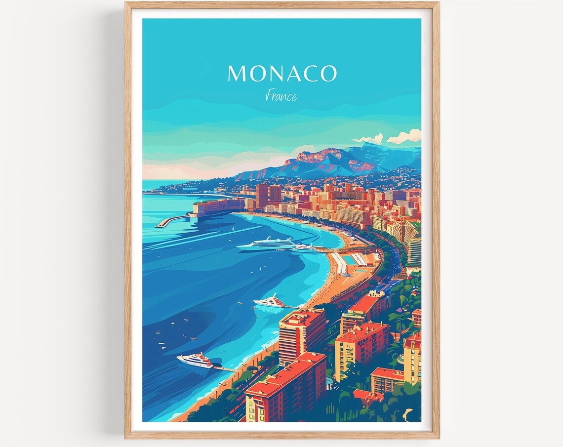 Monaco Travel Poster, France Wall Art Print