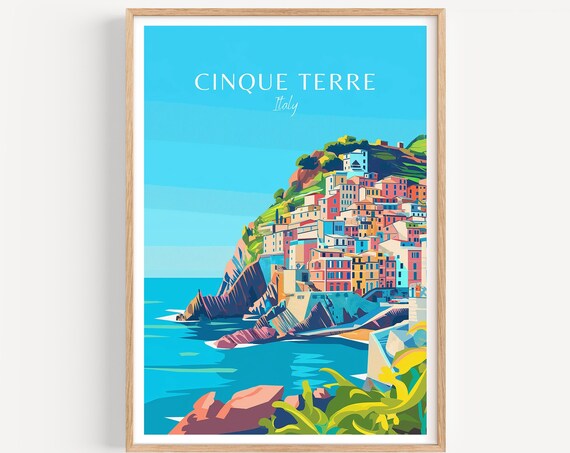 Cinque Terre Travel Poster, Italy Art Print