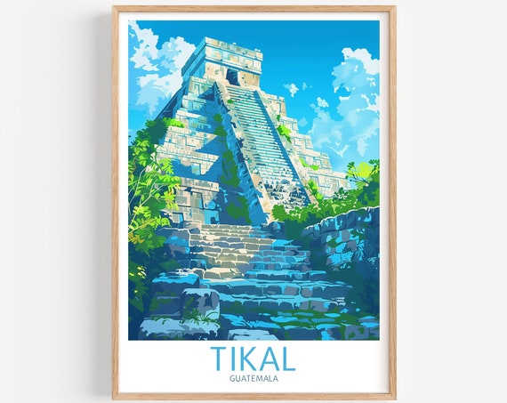 Tikal Travel Poster Guatemala Wall Art The Perfect Gift And A Lasting Travel Memory Art Print