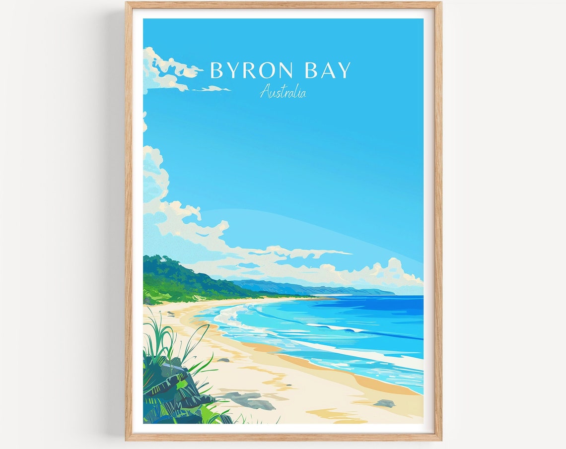 Byron Bay Australia Pristine Sandy Beach Headland Surf Coast Poster