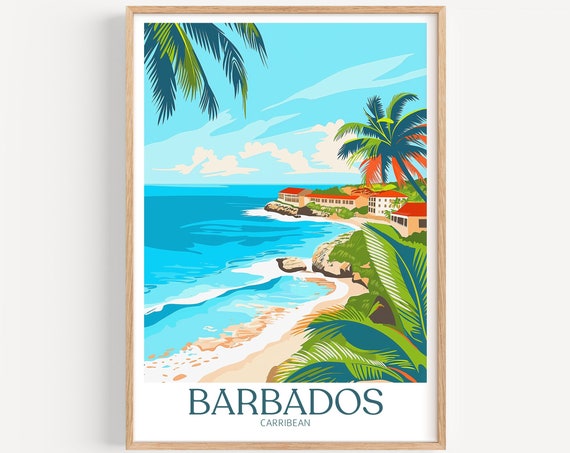 Barbados Travel Poster Caribbean Wall Art The Perfect Gift And A Lasting Travel Memory Art Print