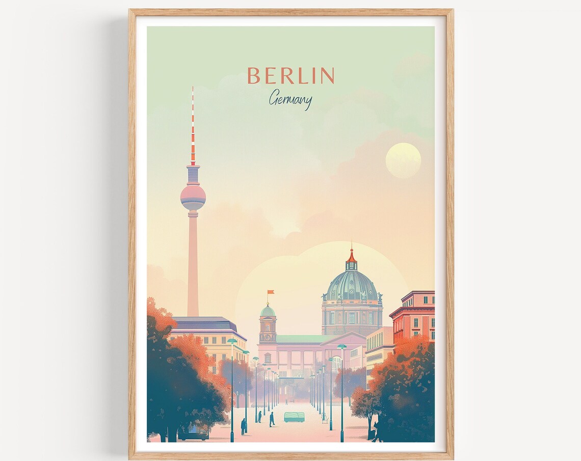 Historic Iconic Berlin Germany TV Tower and Cathedral Skyline Poster