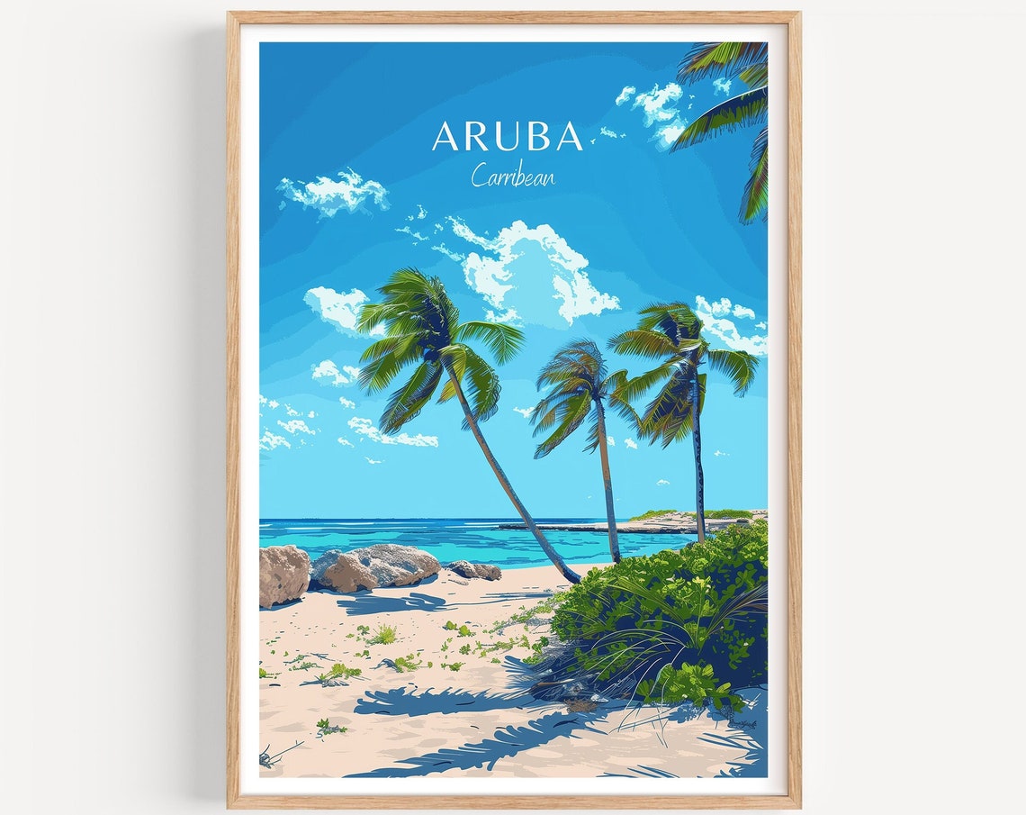 Aruba Travel Poster Caribbean Wall Art The Perfect Gift And A Lasting Travel Memory Art Print