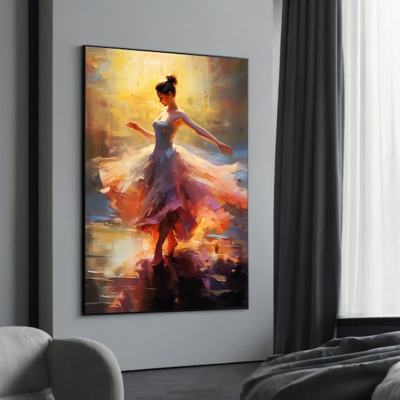Ethereal Ballerina Golden Light Impressionist Dance Painting Poster