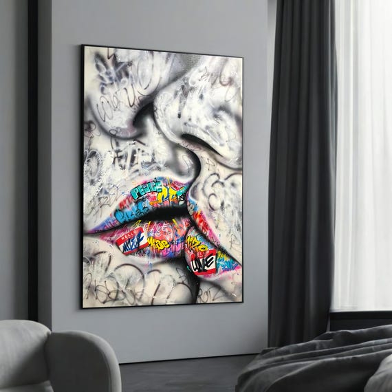 Graffiti Lips Canvas Painting Gift Bold And Vibrant Street Art For Modern Edgy Home Decor