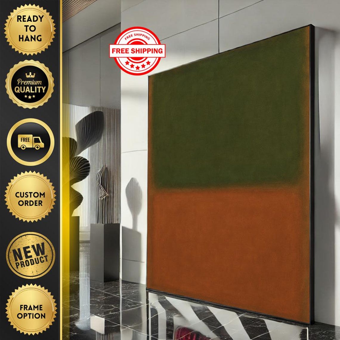 Forest Green and Burnt Orange Rothko Inspired Color Field Poster