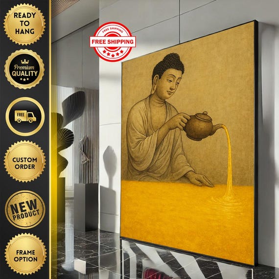 Serene Buddha Meditation Canvas Wall Art Print Minimalist Living Room Decor Ready To Hang Statement Piece
