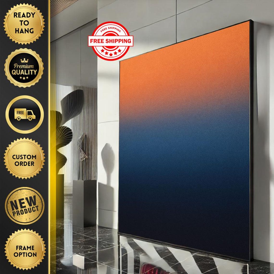 Rothko Style Orange Blue Gradient Color Field Abstract Art Print