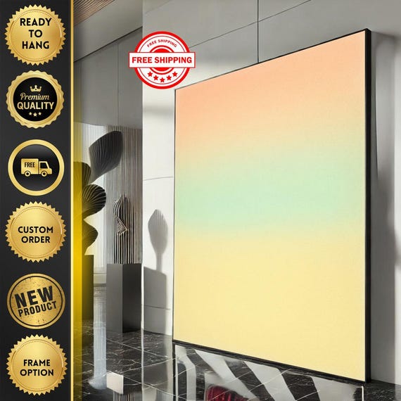 Mark Rothko Inspired Peach And Mint Canvas Bold Color Field Painting For Modern Art Lovers Living Room Decor Ready To Hang